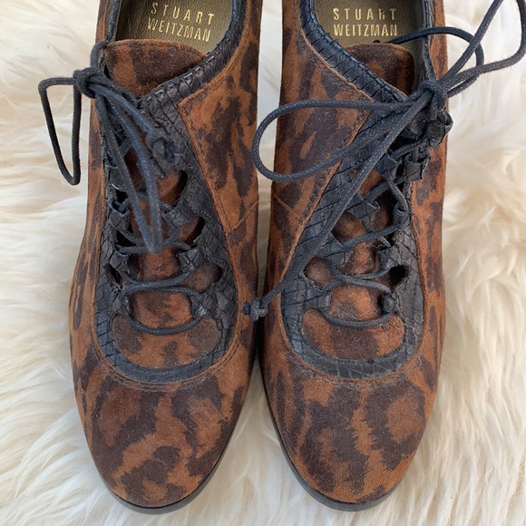 Stuart Weitzman | Snake Leather/Suede LaceUp Heels - Picture 4 of 6